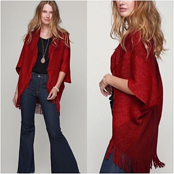 Goddess Fringe Cardi Sweater Wrap O/S - Picture 3 of 6